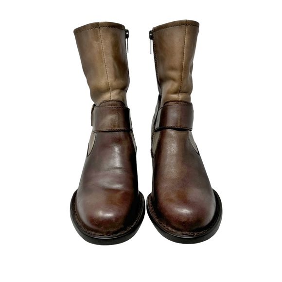 Born Nevica Two Tone Leather Western Block Heel Boots Espresso Antilope Size 6 - Picture 4 of 11